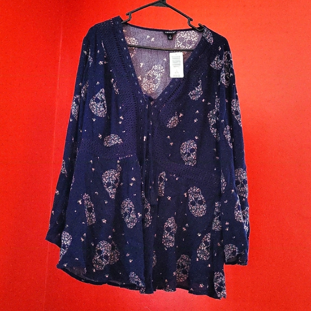 Torrid Floral Skull Blouse